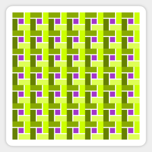 Green toned with purple centre square pattern with rectangular shapes Sticker